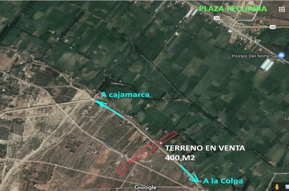 Venta de Terreno en Cajamarca 400m2 area total 20 metros fondo - vista principal