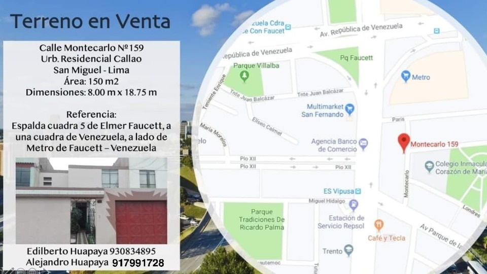 Venta de Terreno en San Miguel, Lima 150m2 area total - vista principal