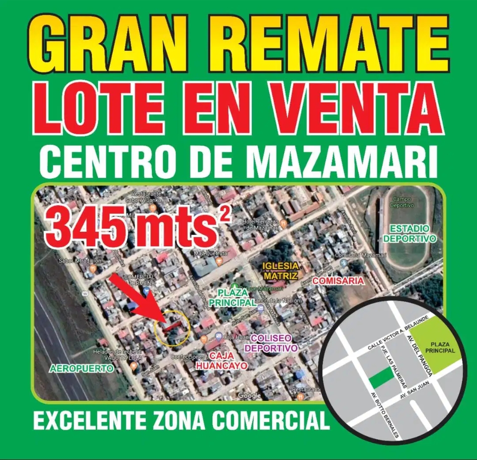 Venta de Terreno en Mazamari, Junin 345m2 area total - vista principal