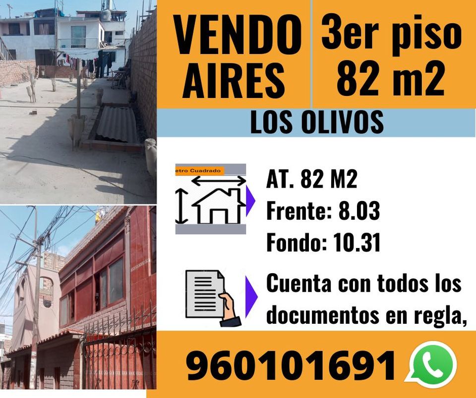 Venta de Departamento en Los Olivos, Lima 82m2 area total