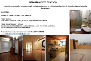 Venta de Departamento en Santiago De Surco, Lima con 3 dormitorios - vista principal