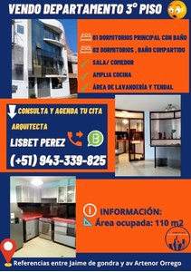 Venta de Departamento en Trujillo, La Libertad 110m2 area total - vista principal