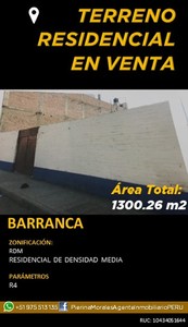 Venta de Terreno en Barranca, Lima 1300m2 area total - vista principal