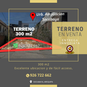 Venta de Terreno en Socabaya, Arequipa 300m2 area total - vista principal