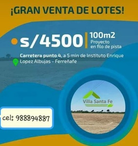 Venta de Terreno en Ferreñafe, Lambayeque 100m2 area total - vista principal