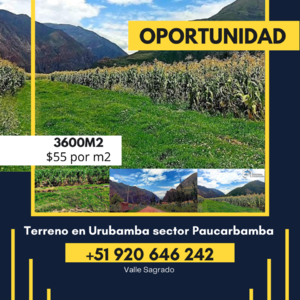 Venta de Terreno en Urubamba, Cusco 3600m2 area total - vista principal